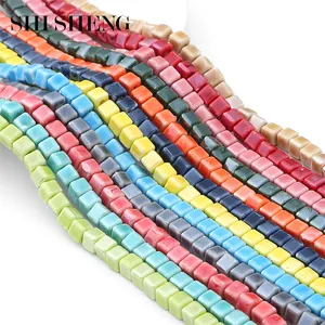 SHI SHENG Cube Ceramic Beads 6mm Kralen Square Porcelain Loose Spacer Beads for DIY Jewelry Bracelets Earring Making Handmade