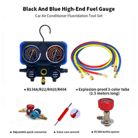 Kit de manomètres 3 voies pour réfrigérants R22, R134, R404, R407, collecteur de climatisation automobile à 3 vannes avec flexibles de 1,5 m et adaptateurs R134a pour robinet de canette