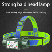 Lampe frontale rechargeable à détecteur de mouvement, 7 modes, Type-C, détection par ondes, inclinaison à 150 degrés, lumière rouge, étanche pour la pêche de nuit