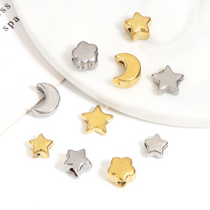 Cuentas espaciadoras de estrella y luna de acero inoxidable de 6 mm, 7 mm y 8 mm para la fabricación de pulseras, accesorios de joyería al por mayor - Product Image 2