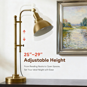 Adjustable Brass Table <b>Lamp</b> E26 <b>Led</b> Farmhouse Style Bedroom Desk <b>Lighting</b> - Product Image 5