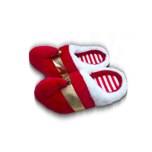 Chaussons d'intérieur en coton épais, chauds et doux, amusants, motif clown, fantaisie, pour Noël, costume de fêtes, rouge et vert, style elfe - Product Image 6