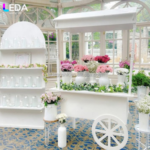 LEDA Modern Custom Wedding Party Decor &Supplies Simple Style White Acrylic <b>Candy</b> <b>Cart</b> With Wheels - Product Image 3