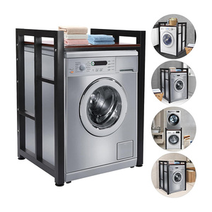 Étagère de rangement moderne en <span class=keywords><strong>acier</strong></span> inoxydable pour buanderie, type garde-corps, empilable, réglable et portable - Product Image 4