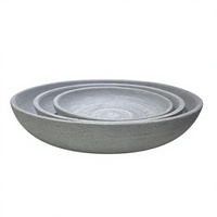 Bol décoratif pour fruits en résine de poudre de pierre à texture poreuse brossée en spirale, gris clair mat, imitation béton, peu profond, rond, à large ouverture