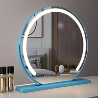 Miroir de maquillage de luxe moderne pour bureau, avec interrupteur tactile, lumières LED à intensité variable, grossissant, en métal et verre, sur pied, pour la maison et l'hôtel