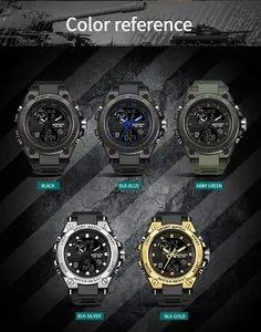 San Da 739 Reloj militar de lujo para exteriores Reloj electrónico de doble circuito Reloj digital multifuncional de moda para hombres - Product Image 2