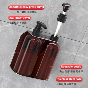 HF otel paslanmaz çelik sıvı sabunluk <span class=keywords><strong>3</strong></span>-in-1 duvar montaj şampuan ve saç kremi dağıtıcı braketi ile 300 ml görünür şişe - Product Image 5