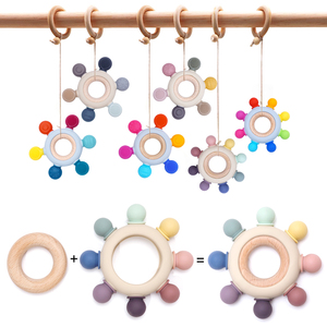 Juguetes Sensoriales Educativos de Alta Tecnología Personalizables, Anillo de Madera Irrompible y Mordedores de Silicona, Estilo de Juguete Suave - Product Image 2