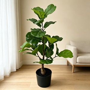 Artificial <b>Tree</b> Green Potted with Piano Leaf Banyan Ornaments for Living Room Floor Simulation - Product Image 4