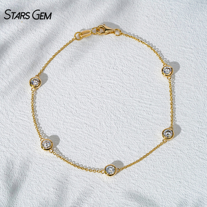 Starsgem สร้อยข้อมือทองคำ18K สำหรับสตรี1.035ct เดี่ยวประดับเพชร3.8มม. มีฟองระยิบระยับ - Product Image 1