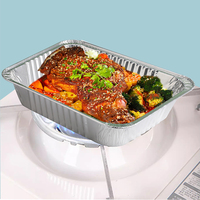 Barquette alimentaire rectangulaire jetable en aluminium avec couvercle pour plats à emporter, idéale pour les fêtes, taille et design personnalisables