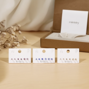 Orecchini a lobo Nc9 Star Crystal da 4mm, 5mm, 6mm da donna, set di gioielli minimalisti per tutti i giorni in acciaio - Product Image 3