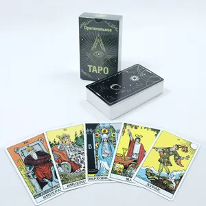 Özelleştirilmiş rus versiyonu orijinal tarot kartı güverte toptan siyah kültür logo vernikleme kutusu ile tarot kartı