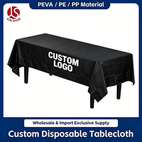 Nappe rectangulaire noire imprimée en plastique, écologique, personnalisable, jetable, imperméable, résistante à l'huile, vente en gros
