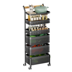 Chariot de rangement XZL à 4 niveaux en maille avec roulettes pour le rangement des légumes et des collations - Product Image 1