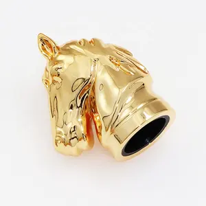 Tampas de frasco de perfume de vidro vazias de metal dourado de luxo com pintura interna personalizada Animal Horse