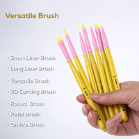 Nuevo Set Profesional de 7 Pinceles de Precisión Anti-Desprendimiento con Mango de Abedul Sólido para Manicura, Delineado y Arte Ombre