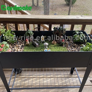 Jardinière surélevée en métal thermolaqué durable avec roues et séparateurs d'espace pour la culture de légumes et de fleurs à la maison, sur la terrasse, le <span class=keywords><strong>balcon</strong></span> ou dans le jardin. - Product Image 4
