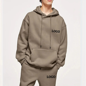 Vente en gros 100% coton Ensemble de survêtement de sport pour hommes Logo personnalisé Jogger de gymnastique d'hiver avec sweat à capuche surdimensionné Survêtement vierge à motif solide - Product Image 4