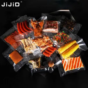 JiJiD üç tarafı mühürlü naylon ambalaj kabartmalı vakum gıda dondurulmuş gıda ambalaj çanta için plastik torba