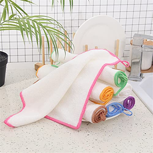 Serviettes en bambou absorbantes à double couche, antibactériennes, pour la cuisine, lavables, épaisses, réutilisables, chiffons de nettoyage en microfibre - Product Image 3