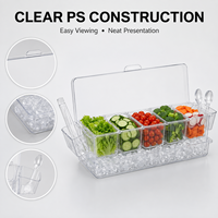Hete Aanbieding Transparante PS Kunststof 5-Vaks Geïsoleerde Servies Schaal voor Thuis, Feest, Restaurant, Fruit & Topping Organizer