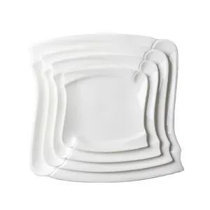 Square Ceramic Plate White Hotel Restaurant 8-14 Inch Square Type Plate Irregular Fried Rice Dinner Plate