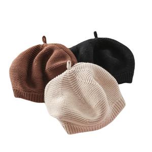 Stock prêt béret enfants de couleur bonbon chapeau coton <span class=keywords><strong>tricot</strong></span>é chaud béret pour petites filles à la mode bébé enfant en bas âge accessoire - Product Image 1