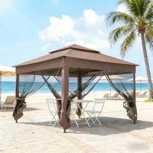 ศาลาพักผ่อนกลางแจ้งแบบพับได้ทันสมัยพร้อมโครงเหล็ก สีดำ สีน้ำตาล ทนทาน กันน้ำ เฟอร์นิเจอร์กลางแจ้ง - Product Image 2