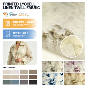 Tissu de luxe imprimé en lin et lyocell sergé de haute qualité pour chemises homme, mélange de lin pour vêtements - Product Image 1