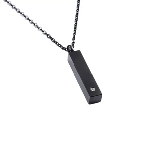 Pendentif commémoratif en acier inoxydable avec chaîne, collier barre avec cristal, bijoux pour homme pour cendres - Product Image 5