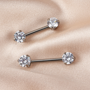 <span class=keywords><strong>Implant</strong></span> en titane ASTM F136 de qualité chirurgicale, sans filetage, avec zircon serti pour piercings de tétons - Product Image 4