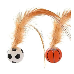 Juguete de Pelota con Plumas para Gatos, Pelota Interactiva para Perseguir, Juguete de Plumas para Gatos y Gatitos, para Jugar en Interiores, Hacer Ejercicio y Uso Diario - Product Image 2