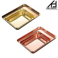 Plaque de cuisson professionnelle en acier inoxydable 430, dorée/dorée rose, pour restaurant, présentation alimentaire, buffet et service