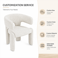Fauteuil de salle à manger moderne de luxe blanc en bouclette, forme organique, pour projets hôteliers et villas, fabricant OEM