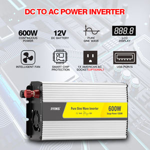 ממיר מתח גל סינוס טהור חד פאזי 600W, מ-DC 12V 24V 48V ל-AC 110V 220V, לשימוש ביתי ומכשירי חשמל ביתיים - Product Image 3
