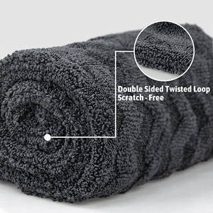 Livos Serviette de séchage pour voiture en microfibre de haute qualité 1000GSM, double face, gris foncé, motif ondulé, sans bord, douce - Product Image 5