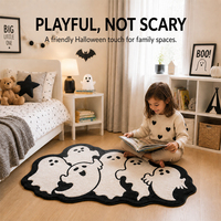 Tapis touffeté à motif Citrouille Diable pour Halloween et Noël, avec base antidérapante en TPR, absorbant, tapis de salle de bain