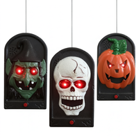 Lanternes citrouilles d'Halloween en plastique, grandes, avec boutons en forme de crâne, sonores, pour décoration de maison hantée, salle secrète, bar, cadres de mariage