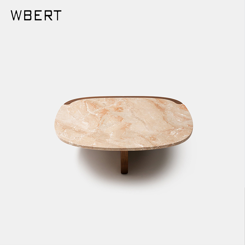 WBERT Italian Natural Marble Console Table Luxury Small Household Coffee Table Solid Wood Edge French New Style Several