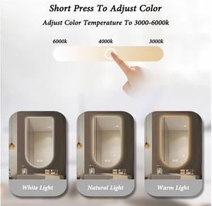 กระจกห้องน้ำติดผนังแบบ LED ไร้ขอบโค้ง - Product Image 2