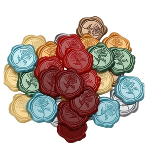 สติกเกอร์ปิดผนึกแท็บแว๊กซ์กุหลาบสี28มม. 14สี10ชิ้นมีกาวในตัวแผ่นปิดผนึกซองจดหมายน่ารักการตกแต่งสมุดบันทึก - Product Image 1