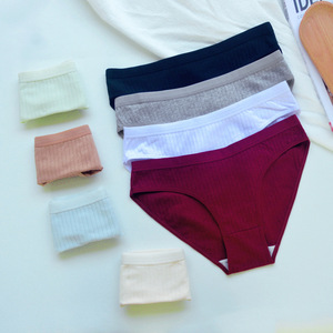 Biancheria intima di cotone traspirante a vita media per donna di grandi dimensioni da donna in stile sportivo mutandine in maglia <span class=keywords><strong>Sexy</strong></span> tinta unita - Product Image 1