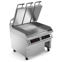 Gril à clapet commercial QSR à trois brûleurs, robuste, double face chauffante, plaque de cuisson électrique pour hamburgers, idéal pour la restauration rapide