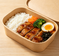 Boîte alimentaire jetable en papier kraft rectangulaire arrondie, résistante à l'eau et à la graisse, pour plats à emporter, fournie directement par l'usine