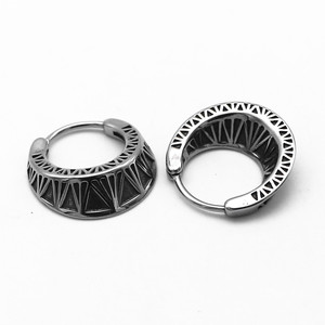 yunnique Hoop Earrings Geometric Pattern Stainless Steel Unisex Fashion Jewelry - Product Image 3