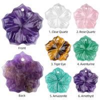 Pendentif Fleur de Plumeria en Pierre Naturelle Améthyste Amaoznite de 20 mm, Breloque en Cristal Sculpté avec Trou pour Fabrication de Colliers et Bijoux DIY