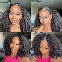 Perruque V Part Bouclée Afro en Cheveux Humains, Sans Partie à Laisser en Extérieur, Partie Fine, Cheveux Malaisiens, Densité 250, pour Femmes, 100% Cheveux Naturels