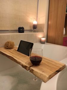 Solid Wood Multifunctional Storage Rack with One-Word Partition for Bathtub <b>Modern</b> Design Hotel & Living Room Furniture - Product Image 2